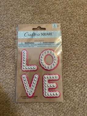 Crafter's Square Pink LOVE Rhinestone Home Design Stickers